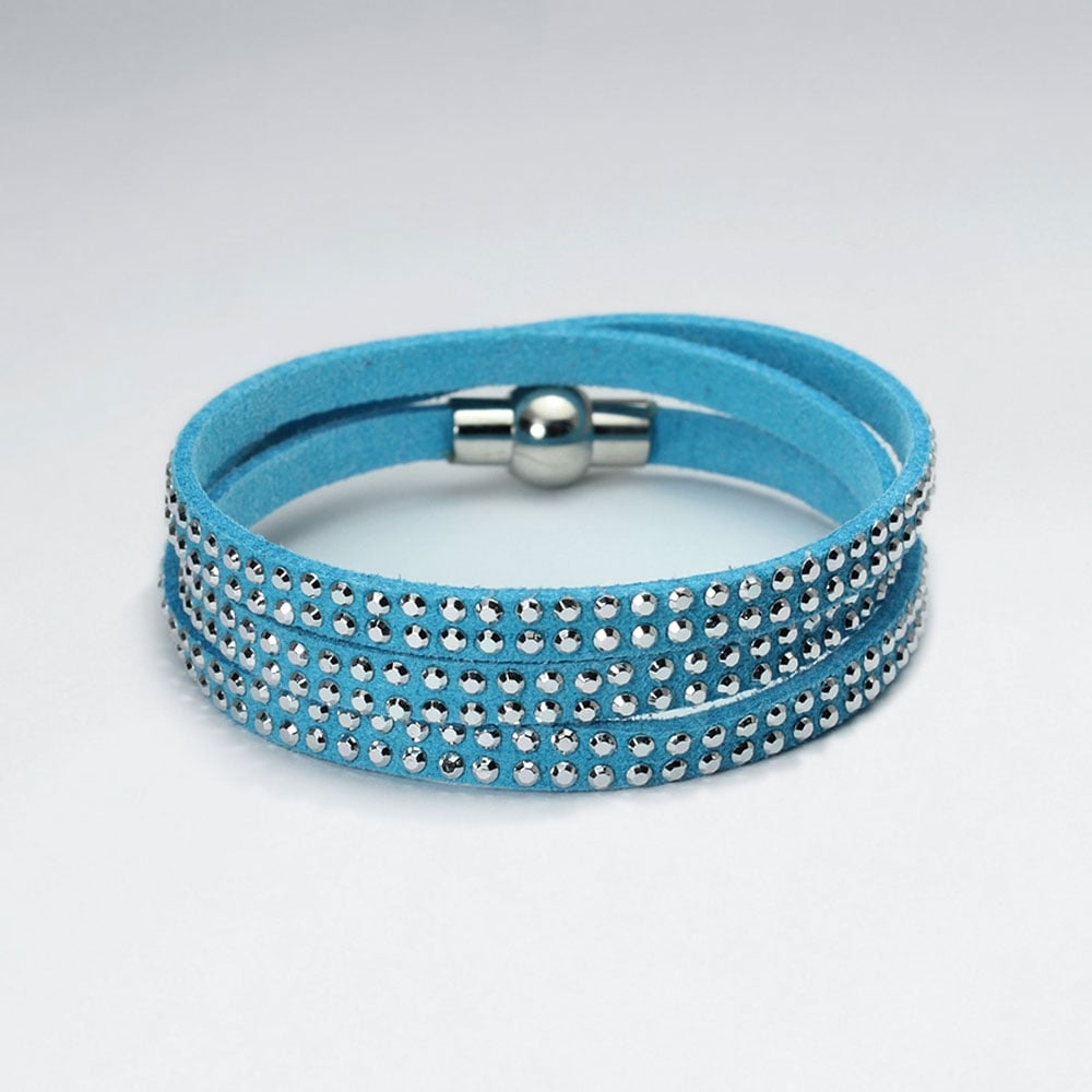 Leather Wrap Bracelet with Gold Adornments