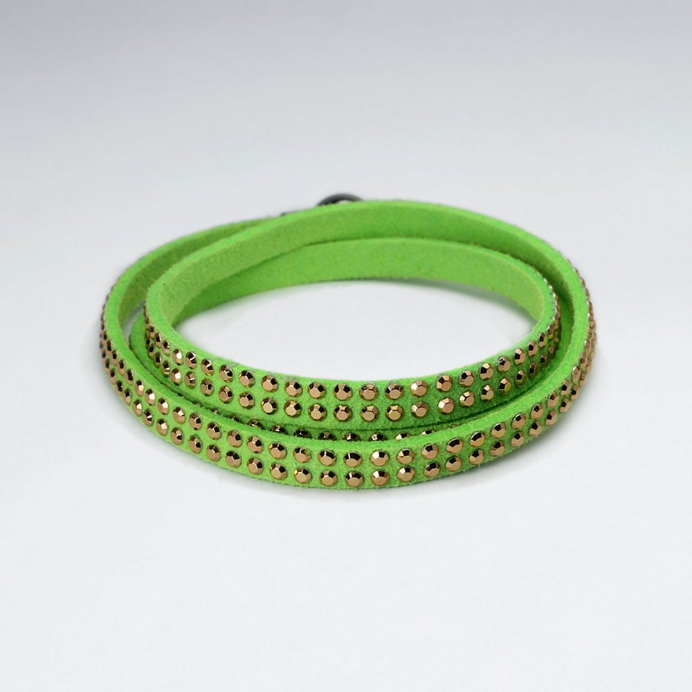 Leather Wrap Bracelet with Gold Adornments