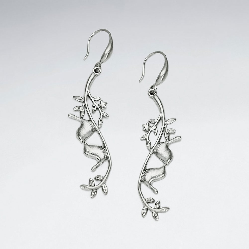 Brass Kissing Birds Hook Earrings