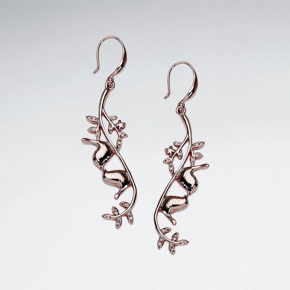 Brass Kissing Birds Hook Earrings