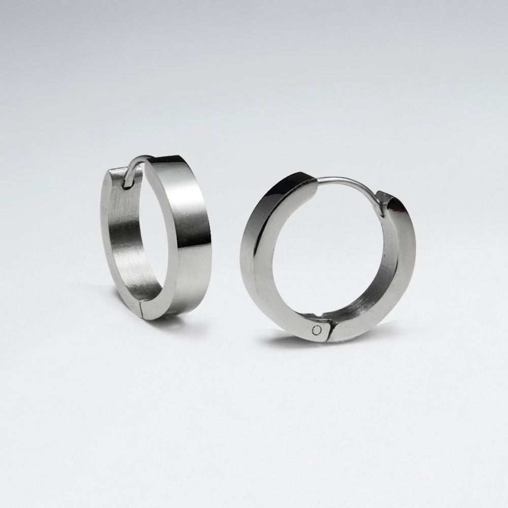 Stainless Steel Smooth Huggie Hoop Earrings