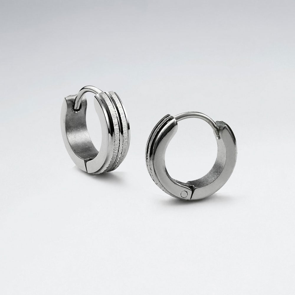 Stainless Steel Skinny Huggie Hoop Earrings