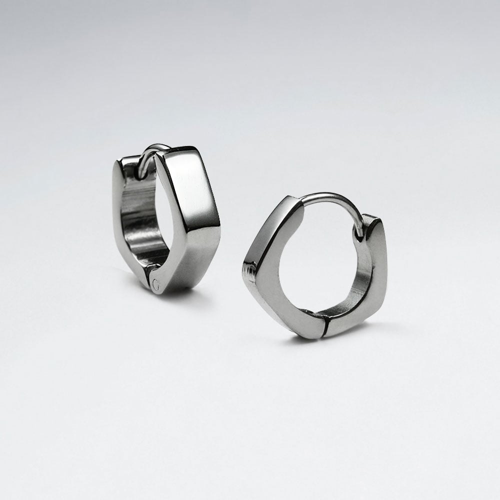 Stainless Steel Geometric Huggie Hoop Earrings