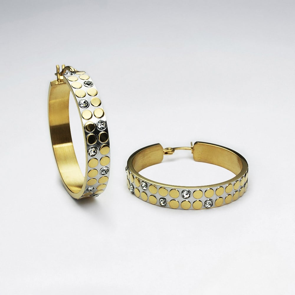 Stainless Steel Crystal Studded Wrap Hoop Earrings