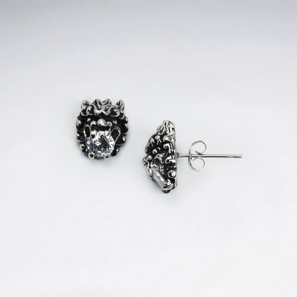 Black Jet Stainless Steel Oxidized Organic Knocker Earrings