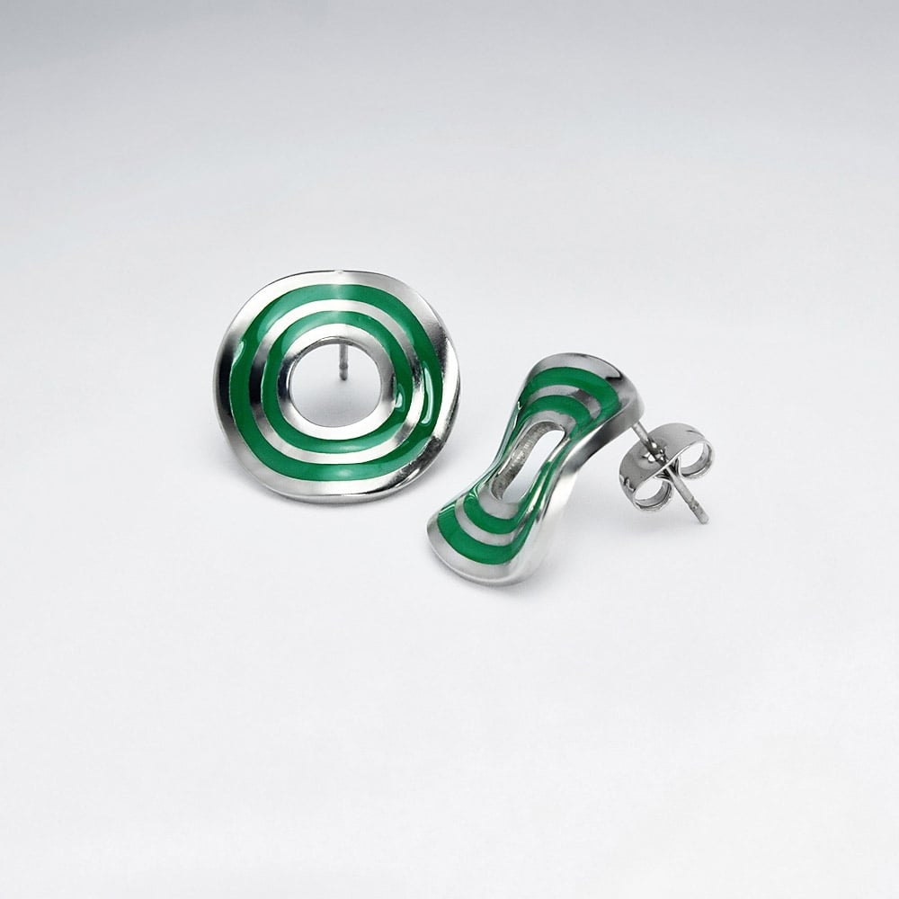 Stainless Steel Wavy Open Circle Earrings