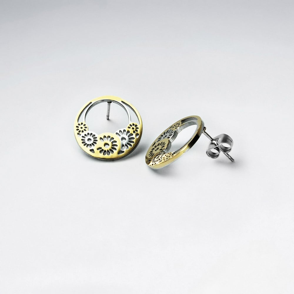Steampunk Gears Stainless Steel Openwork Circle Earrings