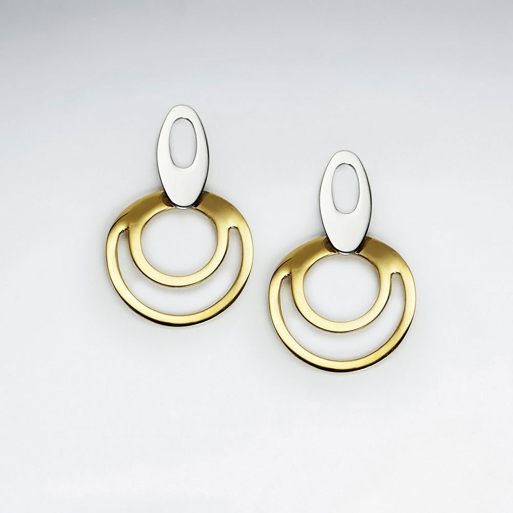 Stainless Steel Openwork Circle Designs Regal Tribe Earrings
