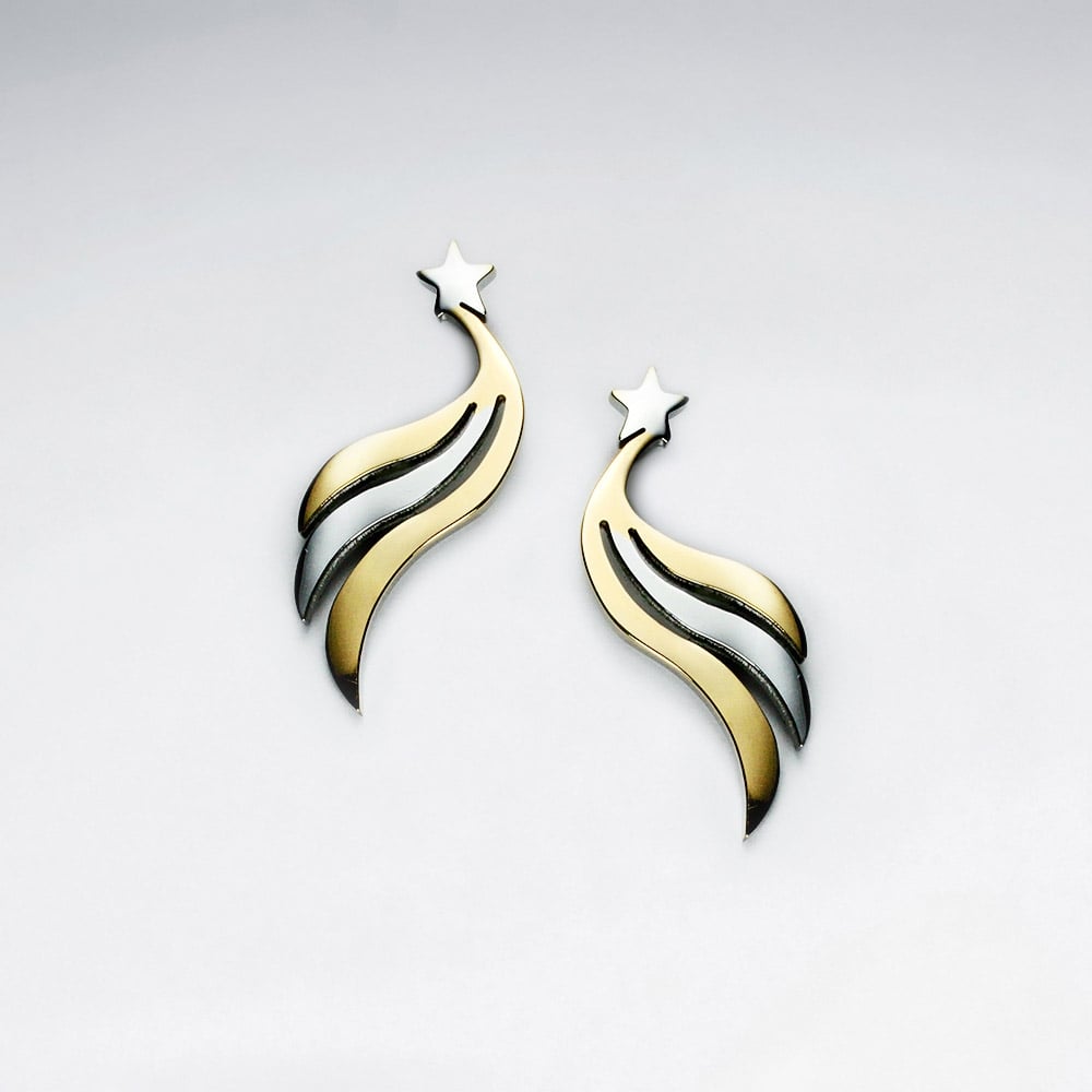 Stainless Steel Falling Star Earrings