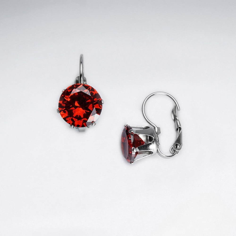 Stainless Steel Crystal Round Cut Earrings