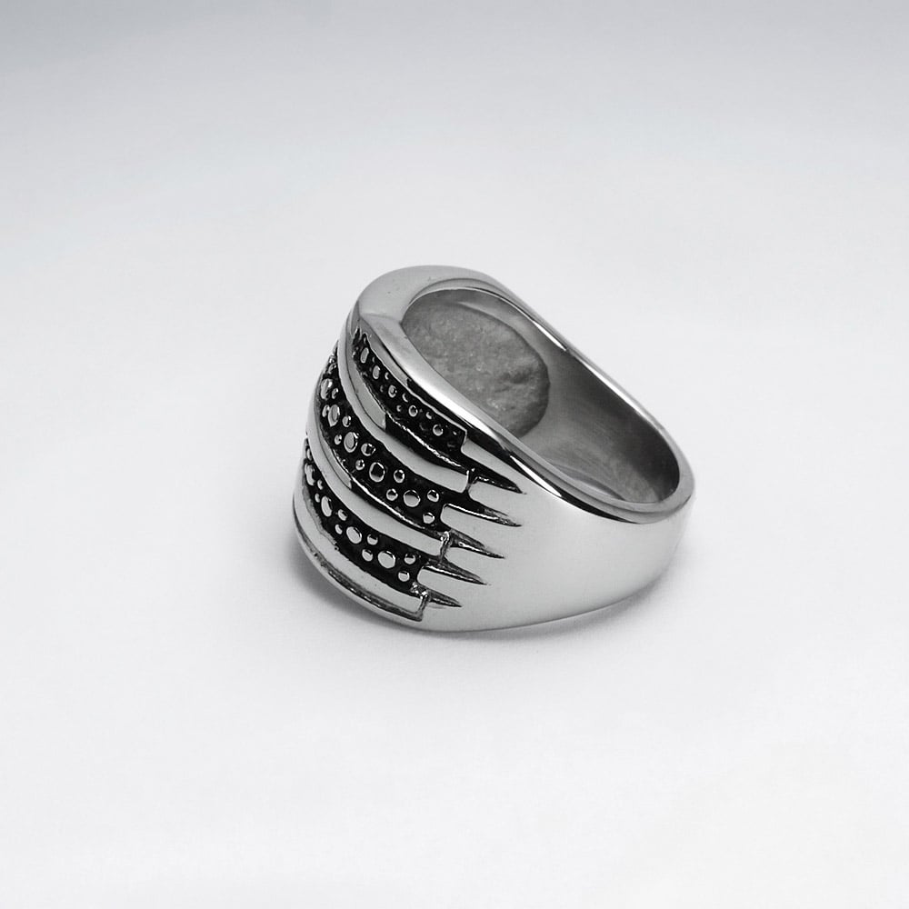 Stainless Steel Layered Texture Ring