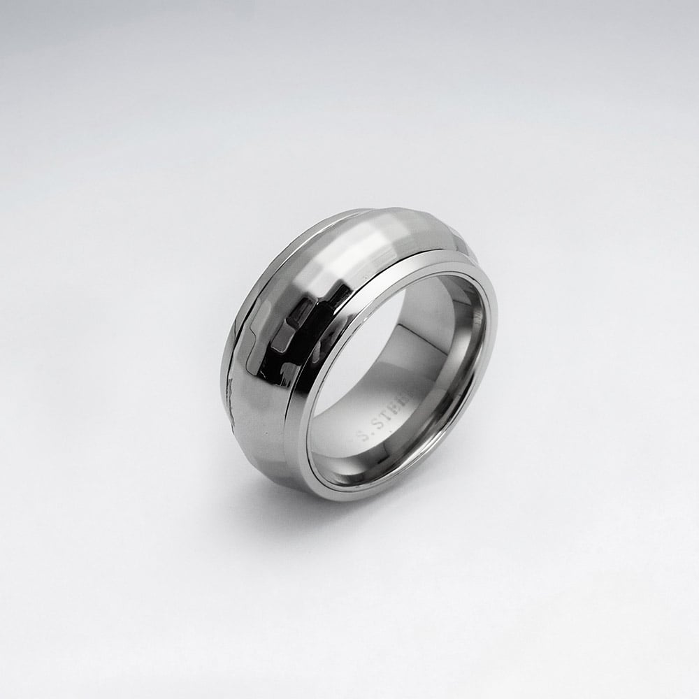 Stainless Steel Faceted Wrap Ring