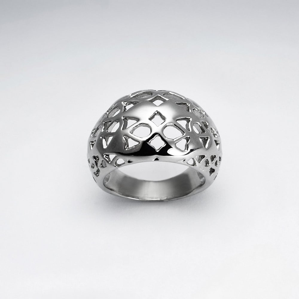 Stainless Steel Bubbled Cutout Designs Ring
