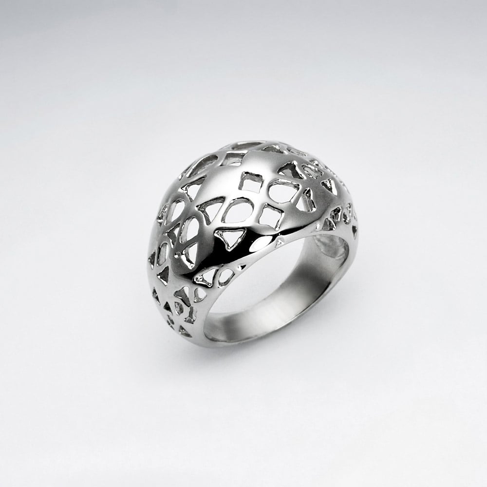 Stainless Steel Bubbled Cutout Designs Ring