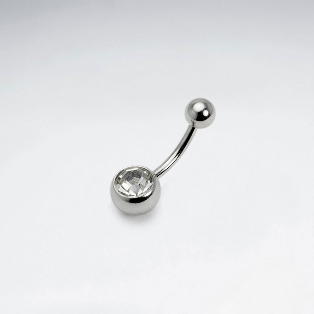 Simple Stainless Steel Crystal Pop Body Piercing