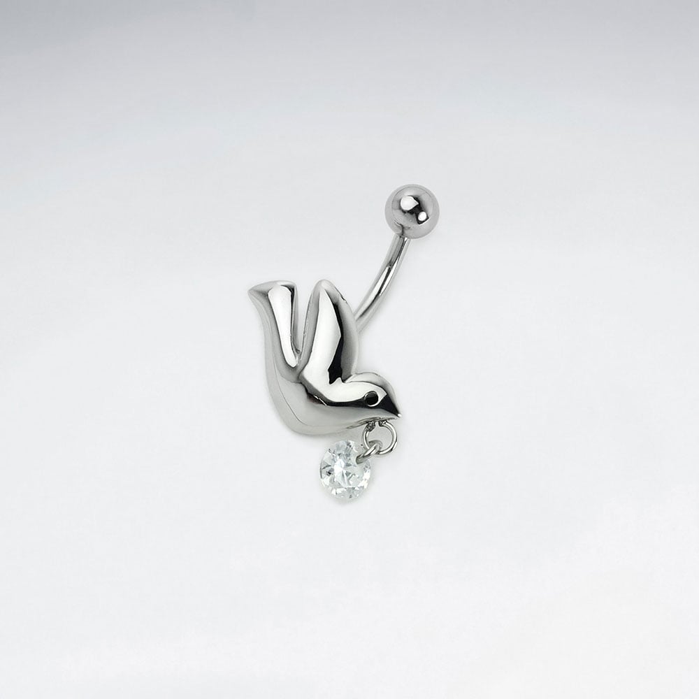 Stainless Steel Crystal Dove Body Piercing