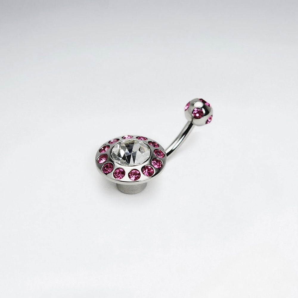 Stainless Steel Crystal Ringed Circle Body Piercing