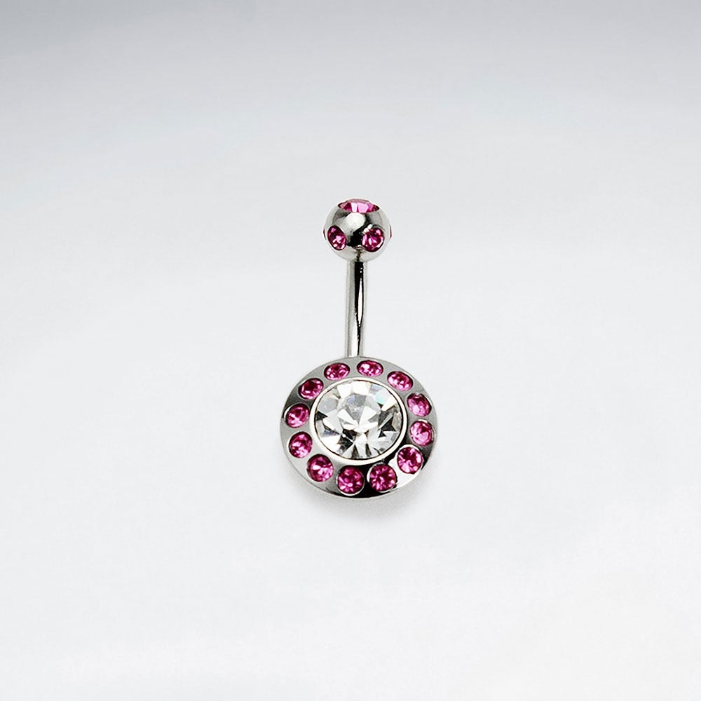 Stainless Steel Crystal Ringed Circle Body Piercing