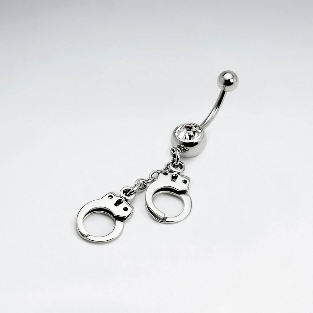 Stainless Steel Crystal Handcuff Body Piercing