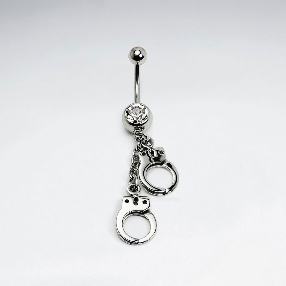 Stainless Steel Crystal Handcuff Body Piercing