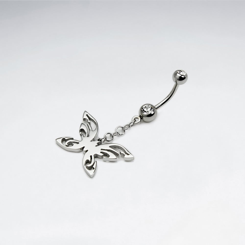 Stainless Steel Crystal Butterfly Body Piercing