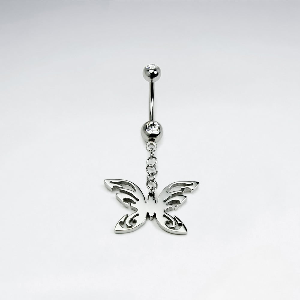 Stainless Steel Crystal Butterfly Body Piercing