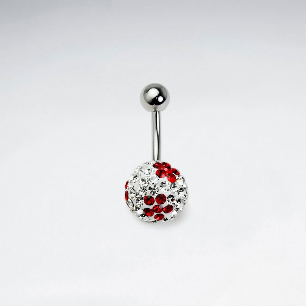 Stainless Steel Crystal Red Studded Circle Body Piercing