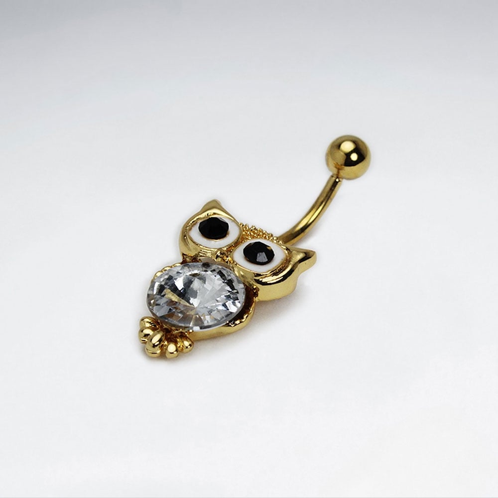 Stainless Steel Crystal Owl Body Piercing