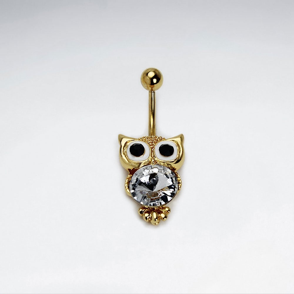 Stainless Steel Crystal Owl Body Piercing