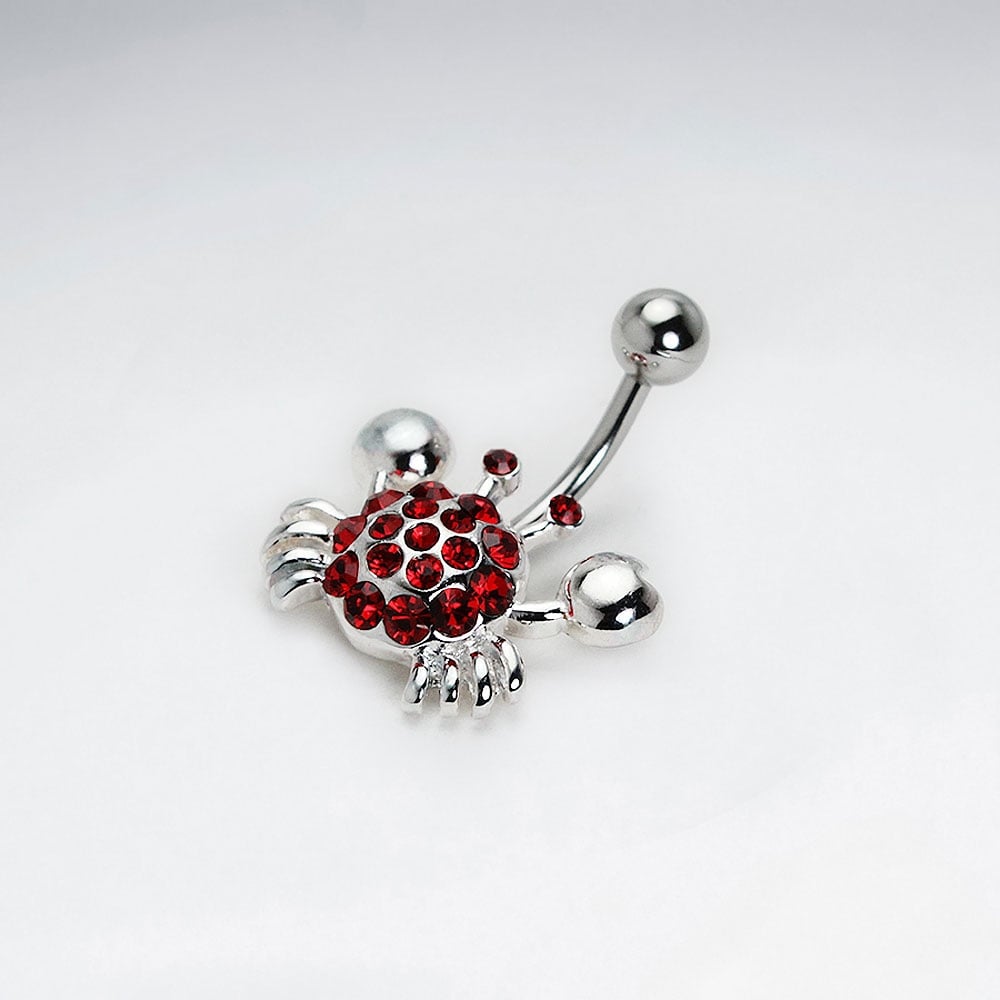 Stainless Steel Red Crystal Crab Body Piercing