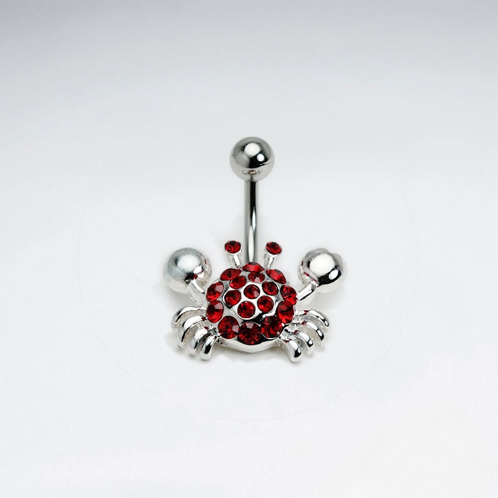 Stainless Steel Red Crystal Crab Body Piercing