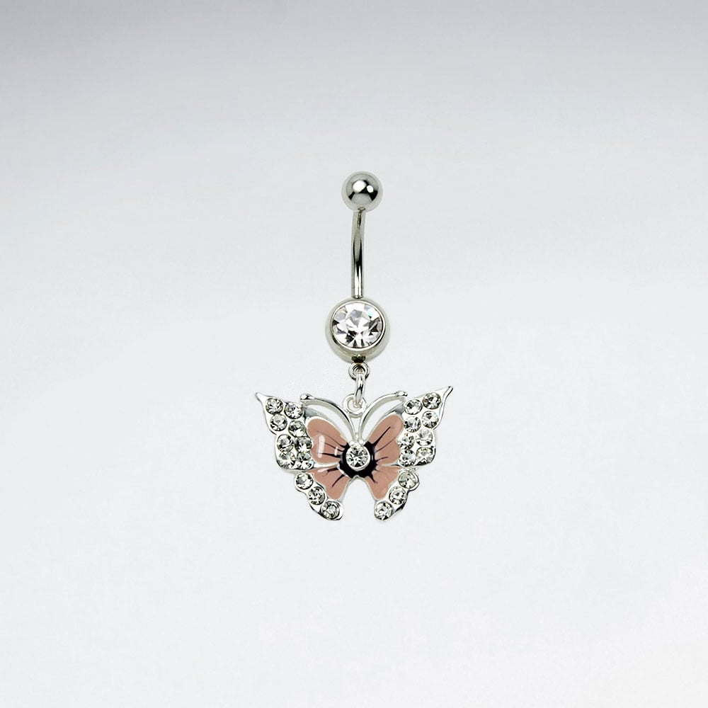 Stainless Steel Crystal Feminine Butterfly Body Piercing