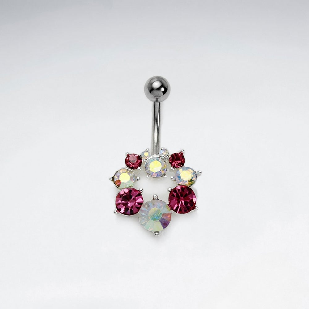 Stainless Steel Crystal Open Wreath Body Piercing
