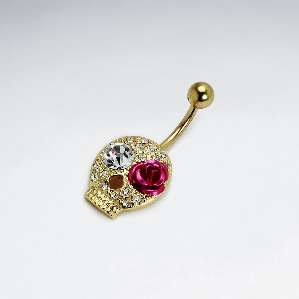 Stainless Steel Crystal Abstract Skull Body Piercing