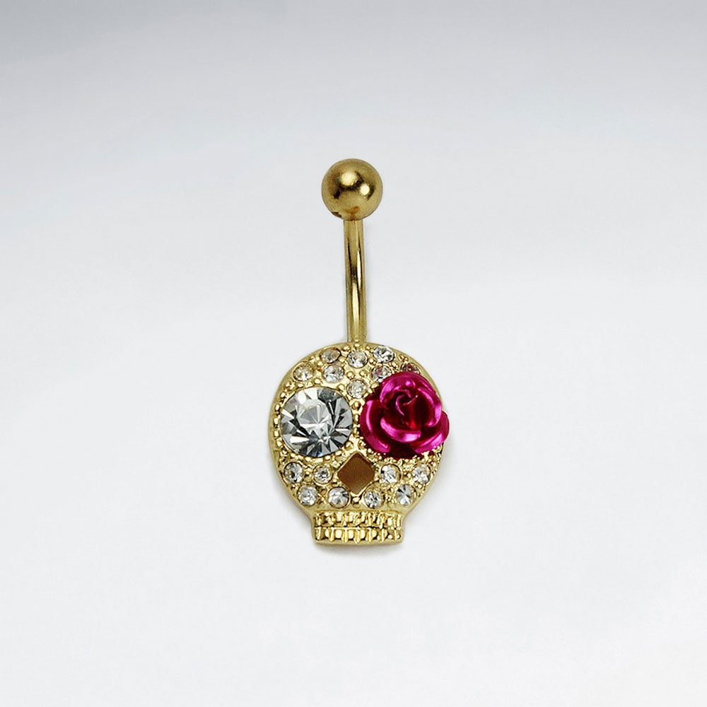 Stainless Steel Crystal Abstract Skull Body Piercing