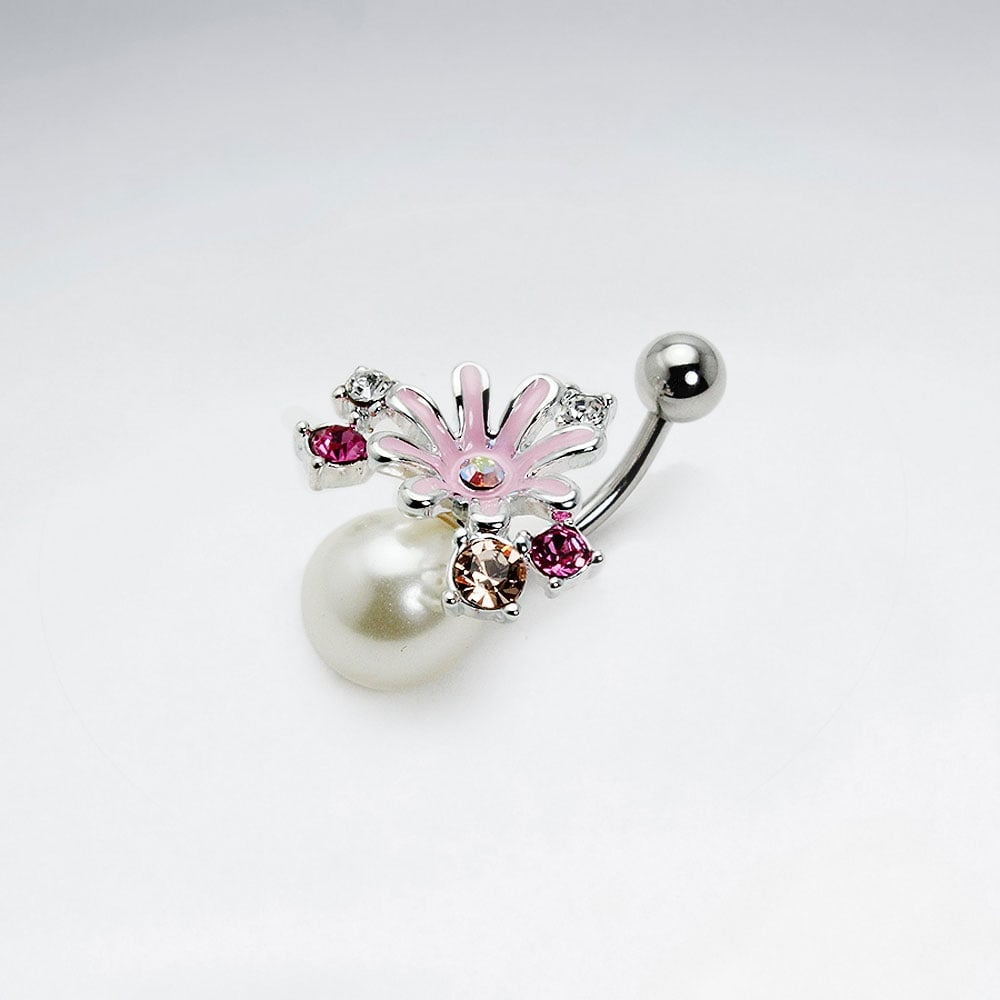 Stainless Steel Crystal Abstract Flower Cluster Body Piercing
