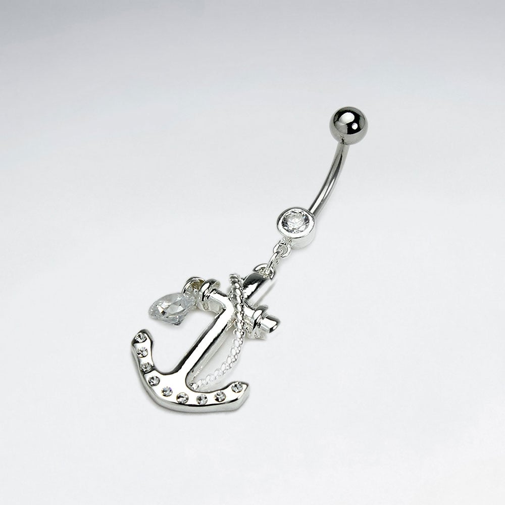 Stainless Steel Crystal Anchor Body Piercing