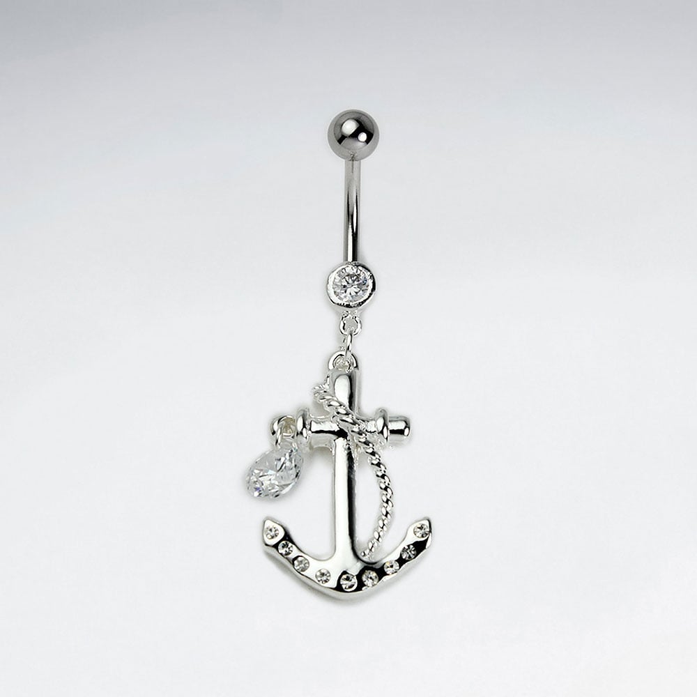 Stainless Steel Crystal Anchor Body Piercing