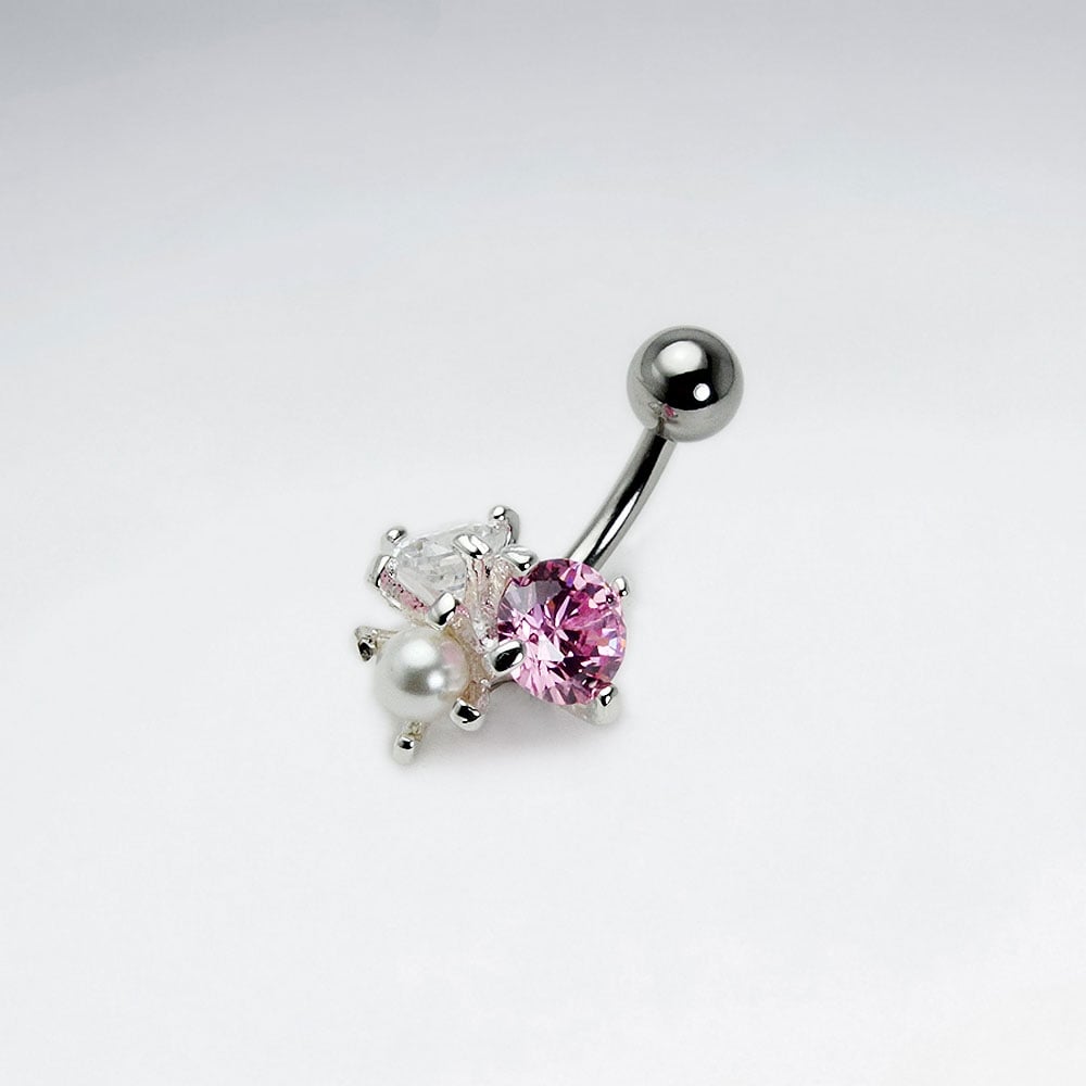 Stainless Steel Crystal Cluster Body Piercing