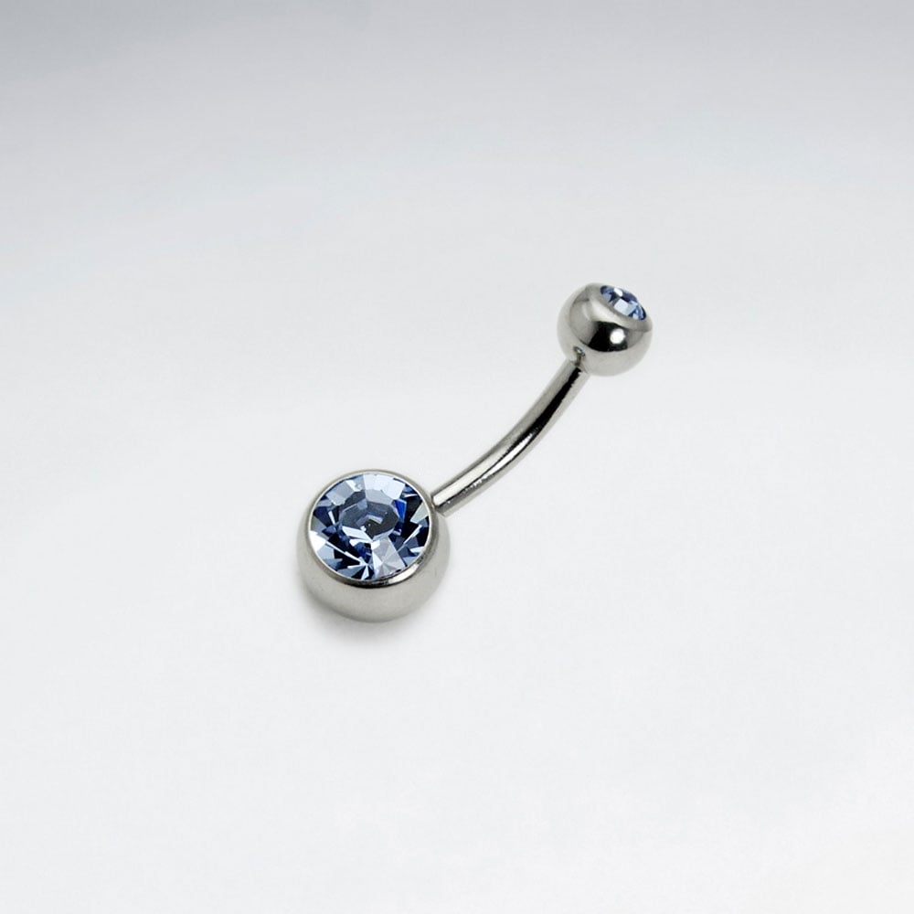 Simple Stainless Steel Crystal Pop Body Piercing