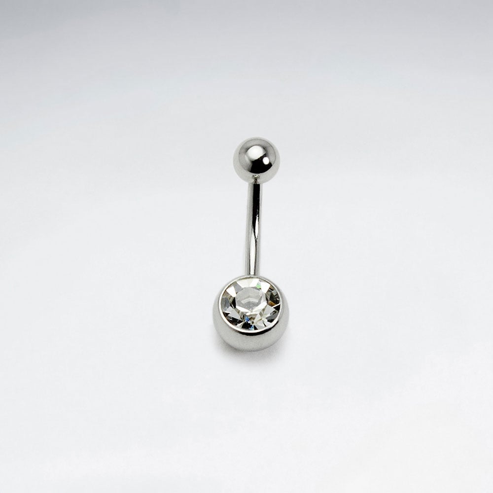Simple Stainless Steel Crystal Pop Body Piercing