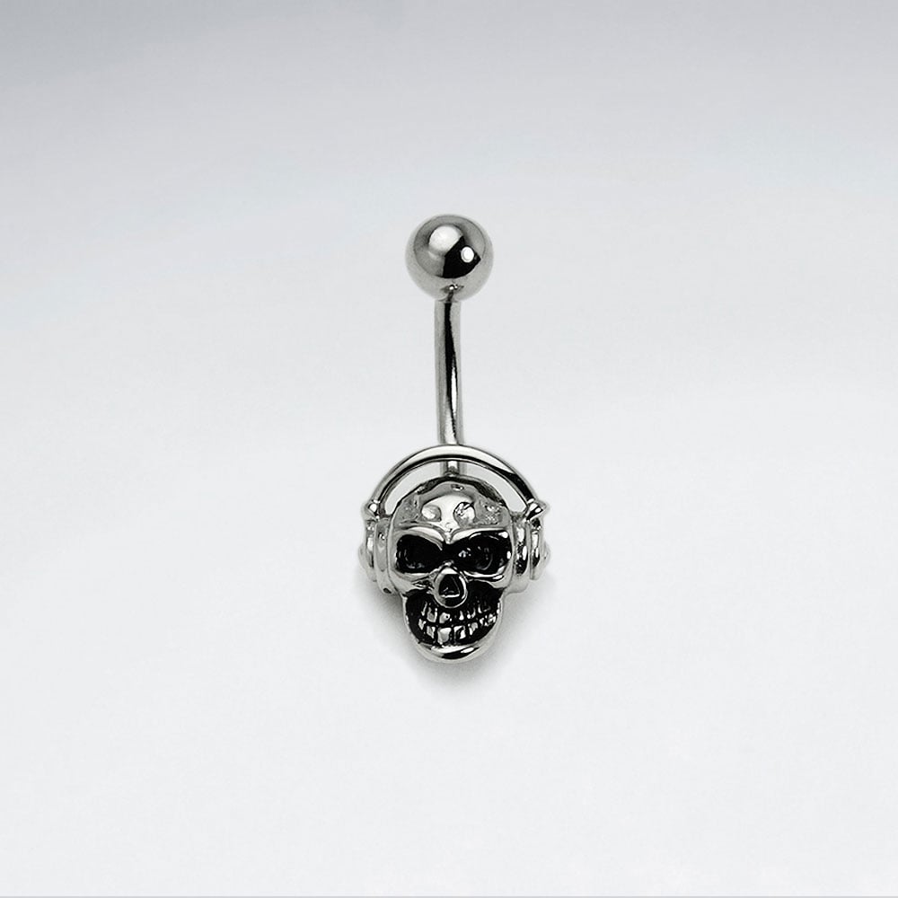 Stainless Steel Skull with Headphones Body Piercing