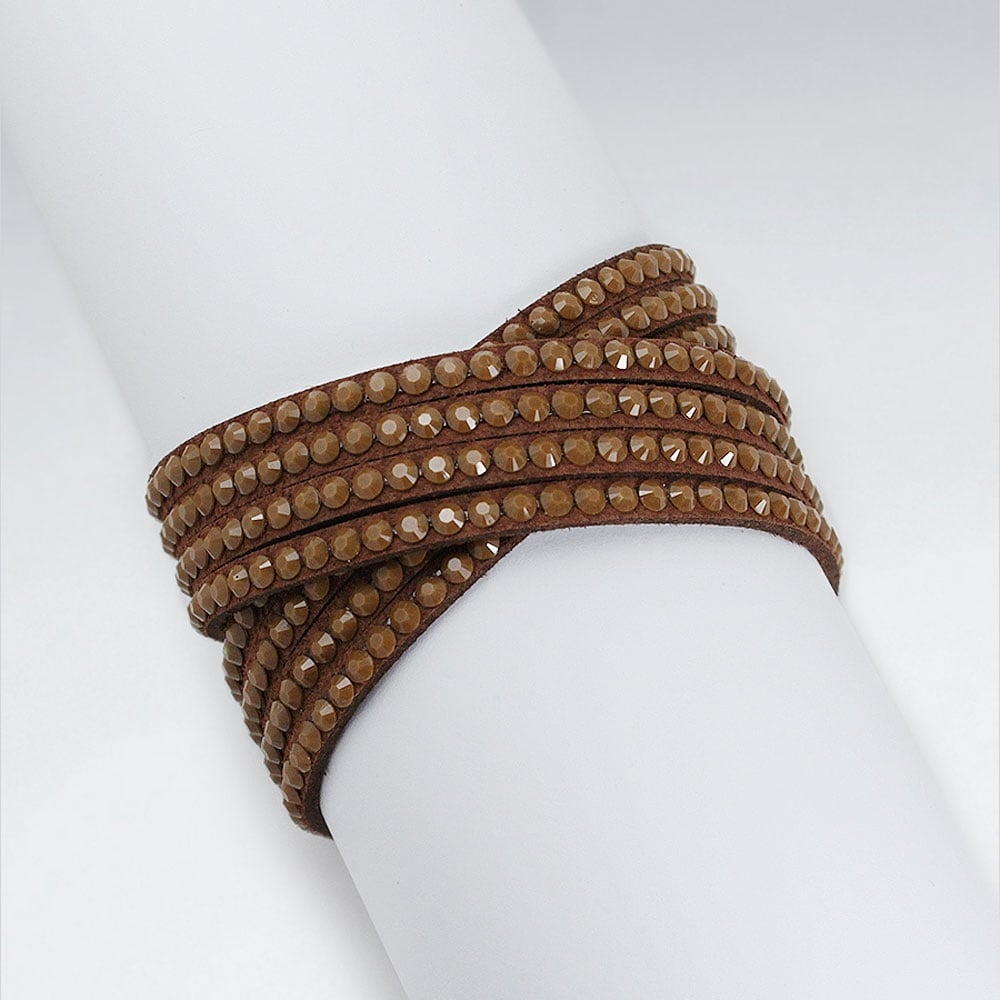 Crisscross Brown Leather Bangle Bracelet