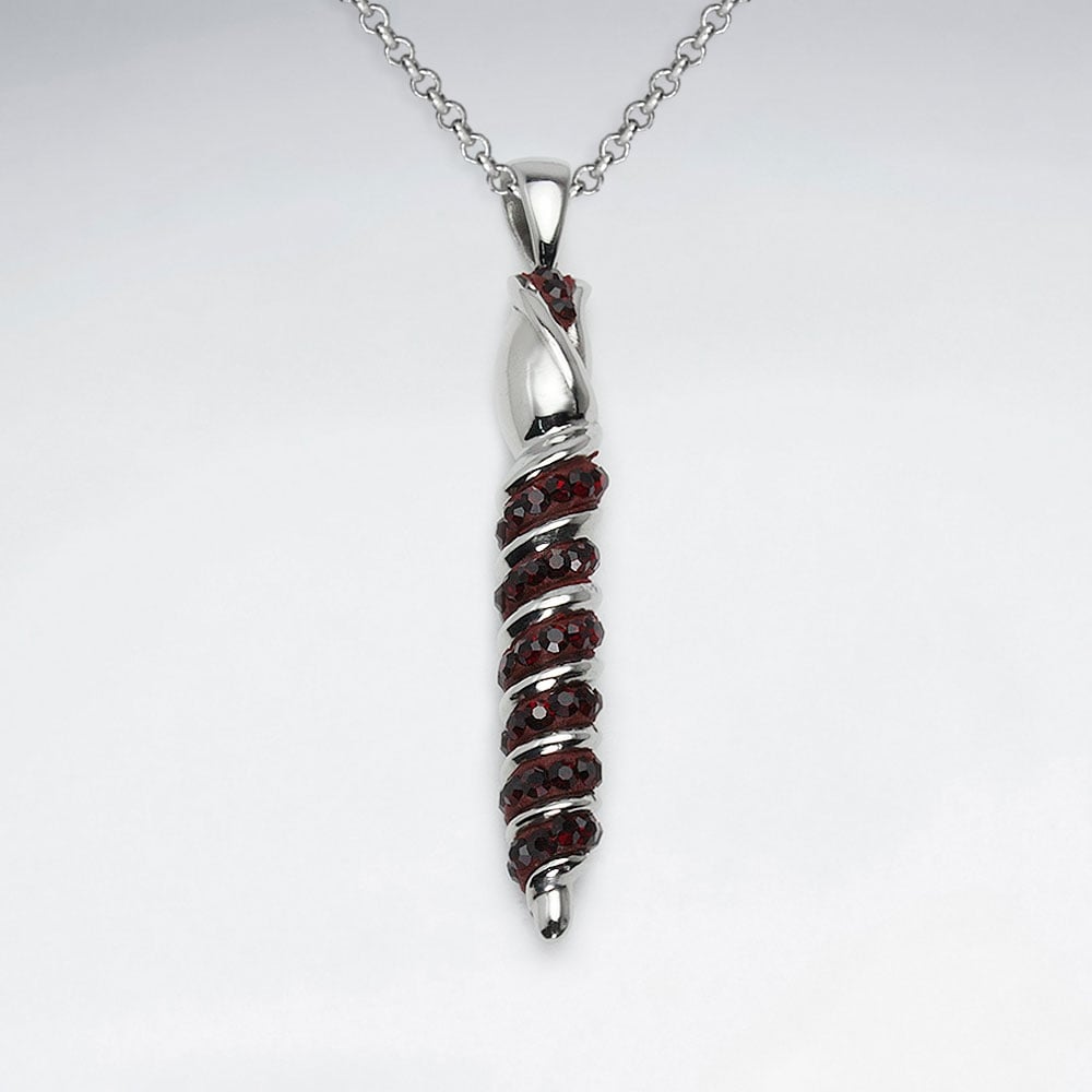 Stainless Steel Crystal Spiral Drop Wrap Pendant