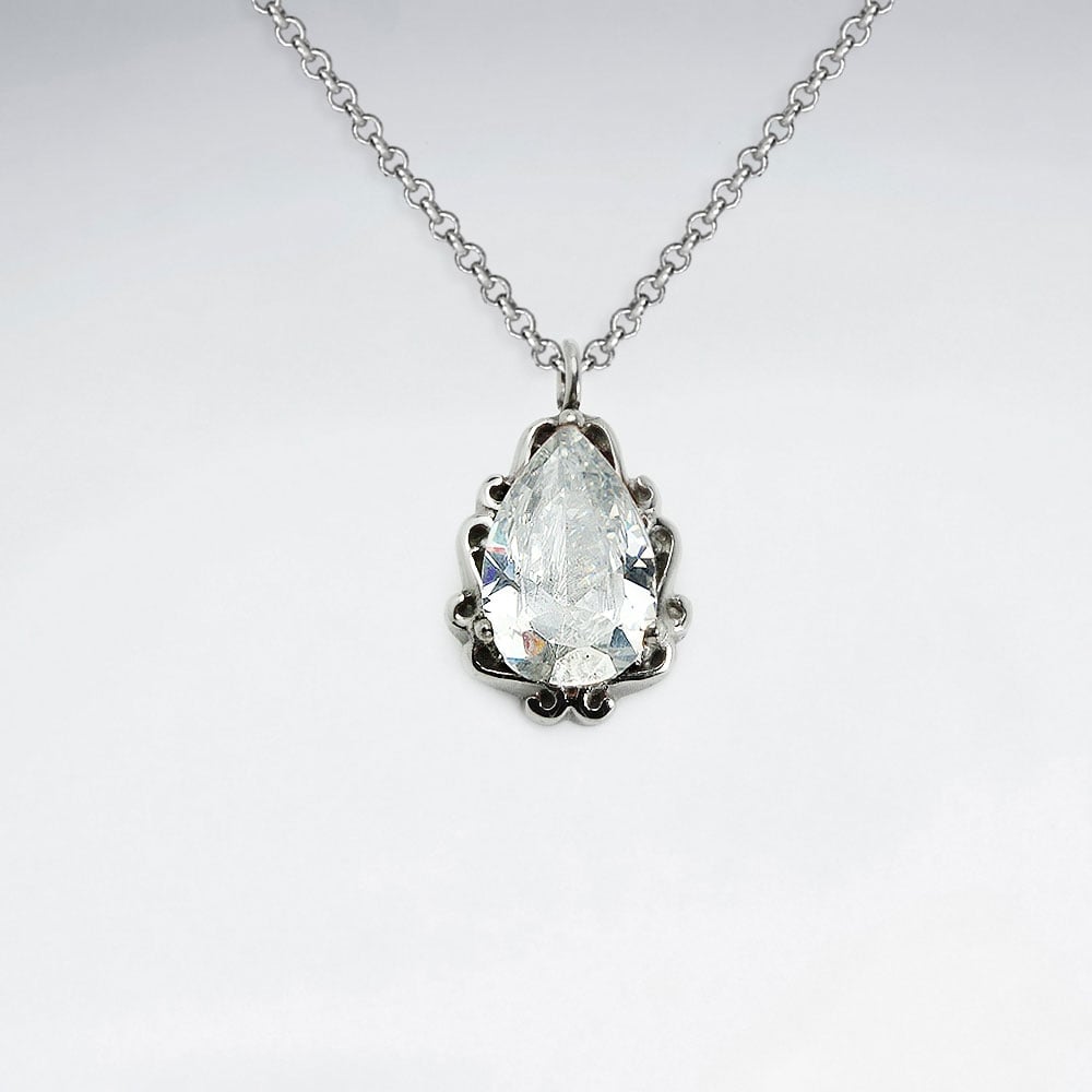 Stainless Steel Organic Contour Light Colorado Topaz Pendant