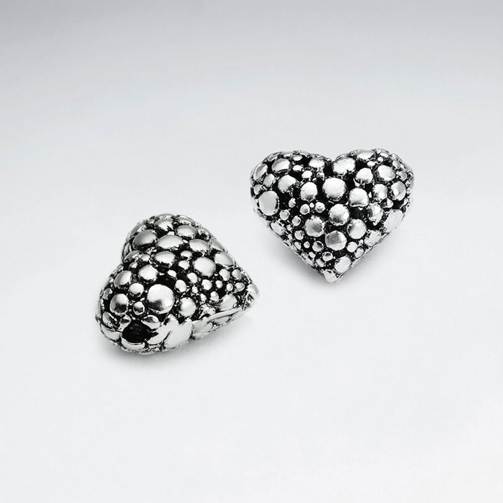 Brass Oxidized Bubbled Texture Heart Bead Pack Of 5 Pieces