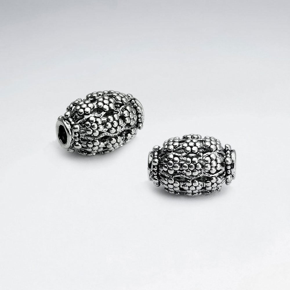 Brass Oxidized Culster Oval Bead Pack Of 5 Pieces