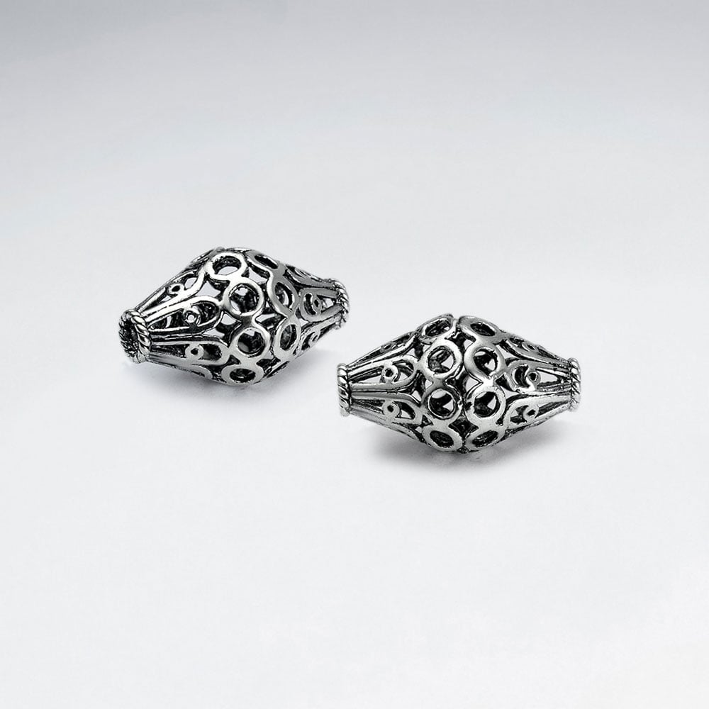 Brass Oxidized Openwork Oval Bead Pack Of 5 Pieces