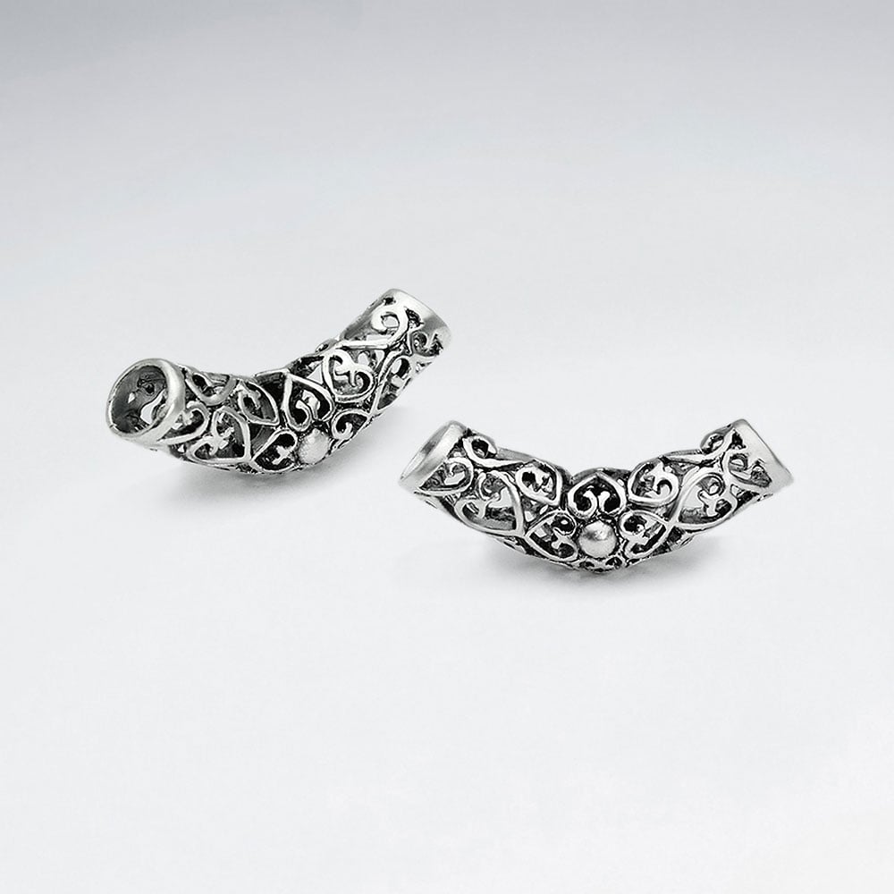 Brass Oxidized Filigree Curve Bead Pack Of 5 Pieces