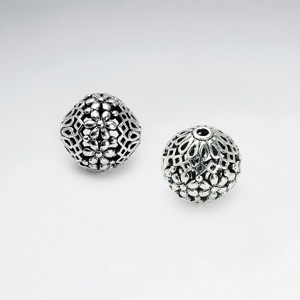 Brass Oxidized Filigree Round Organic Bead Pack Of 5 Pieces